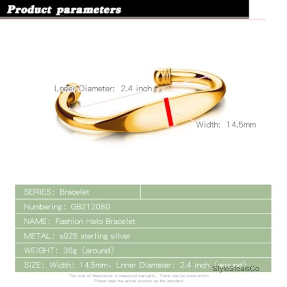 Adjustable 925 Sterling Silver Bangle Bracelet St… - image 3